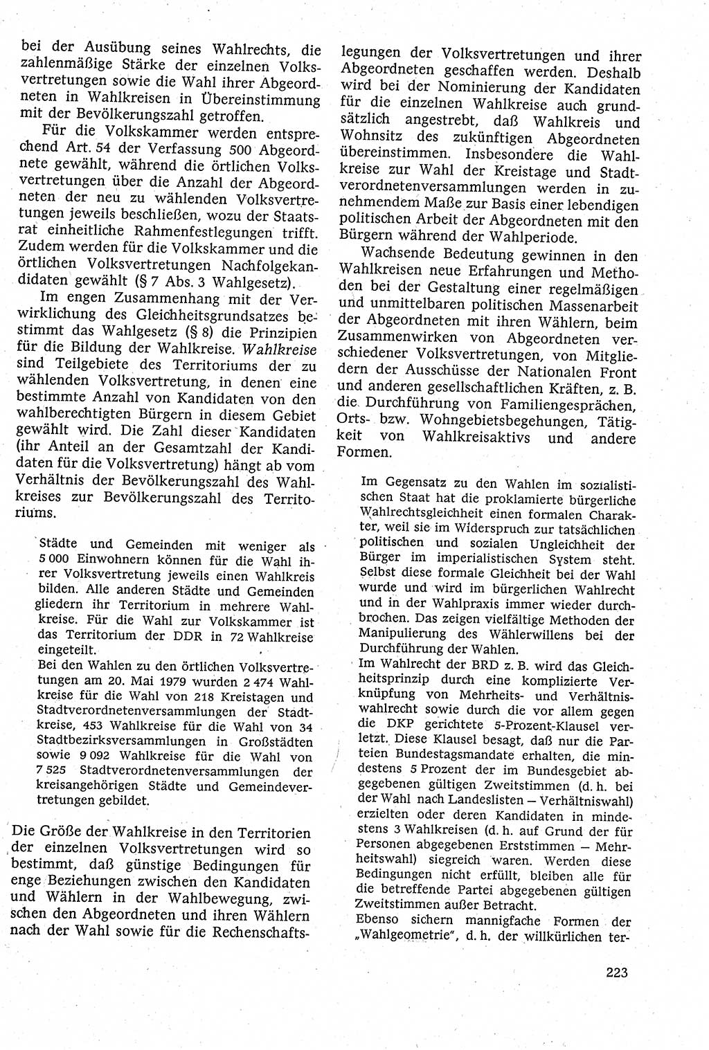 Staatsrecht der DDR [Deutsche Demokratische Republik (DDR)], Lehrbuch 1984, Seite 223 (St.-R. DDR Lb. 1984, S. 223)