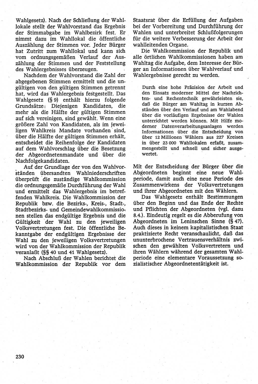 Staatsrecht der DDR [Deutsche Demokratische Republik (DDR)], Lehrbuch 1984, Seite 230 (St.-R. DDR Lb. 1984, S. 230)