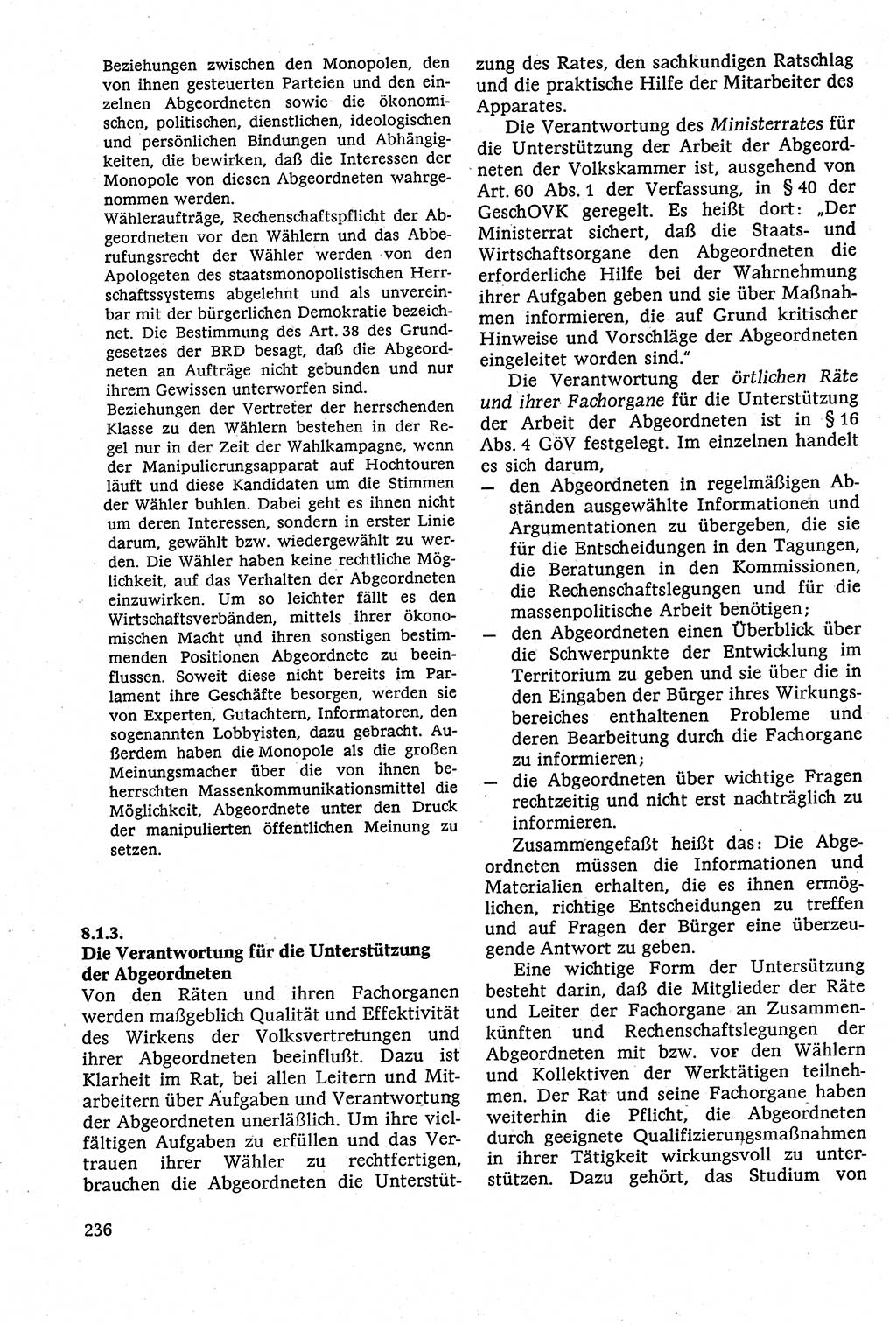 Staatsrecht der DDR [Deutsche Demokratische Republik (DDR)], Lehrbuch 1984, Seite 236 (St.-R. DDR Lb. 1984, S. 236)
