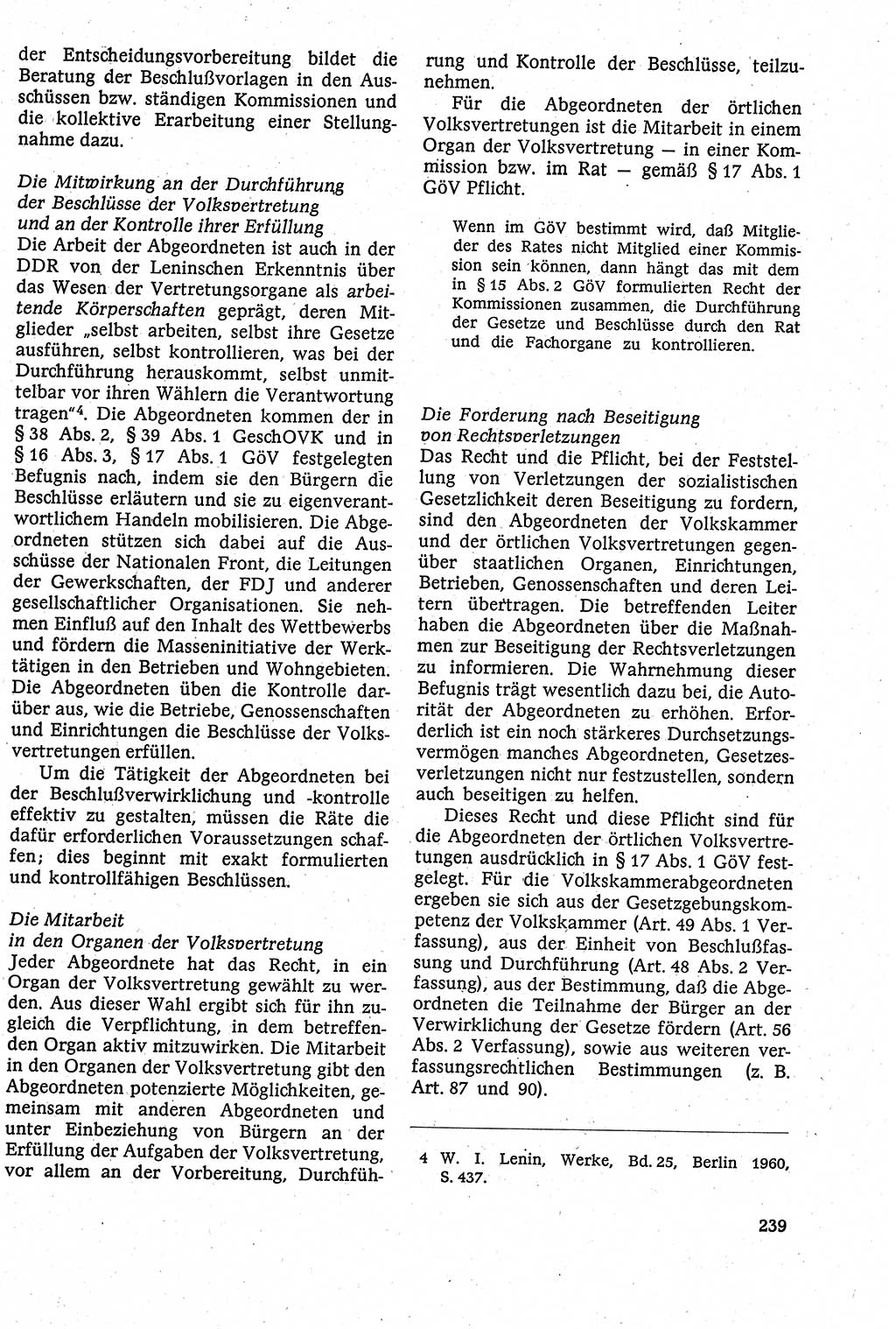 Staatsrecht der DDR [Deutsche Demokratische Republik (DDR)], Lehrbuch 1984, Seite 239 (St.-R. DDR Lb. 1984, S. 239)