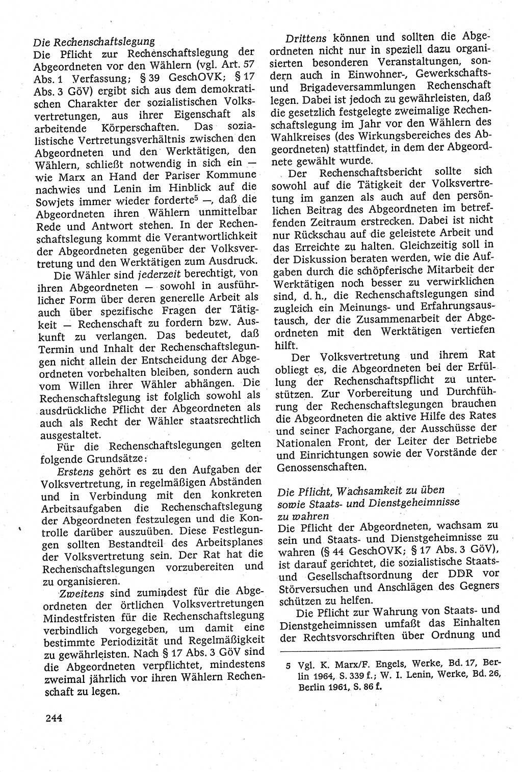Staatsrecht der DDR [Deutsche Demokratische Republik (DDR)], Lehrbuch 1984, Seite 244 (St.-R. DDR Lb. 1984, S. 244)