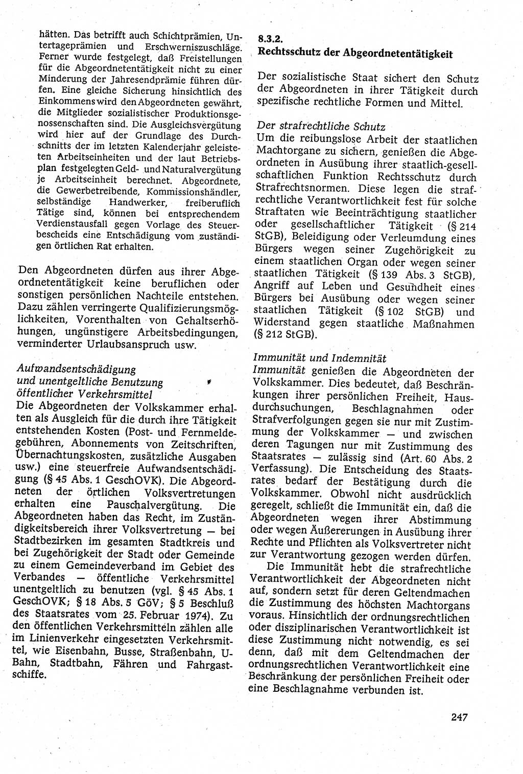 Staatsrecht der DDR [Deutsche Demokratische Republik (DDR)], Lehrbuch 1984, Seite 247 (St.-R. DDR Lb. 1984, S. 247)