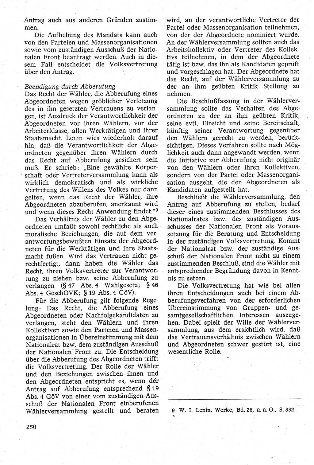 Staatsrecht der DDR [Deutsche Demokratische Republik (DDR)], Lehrbuch 1984, Seite 250 (St.-R. DDR Lb. 1984, S. 250)