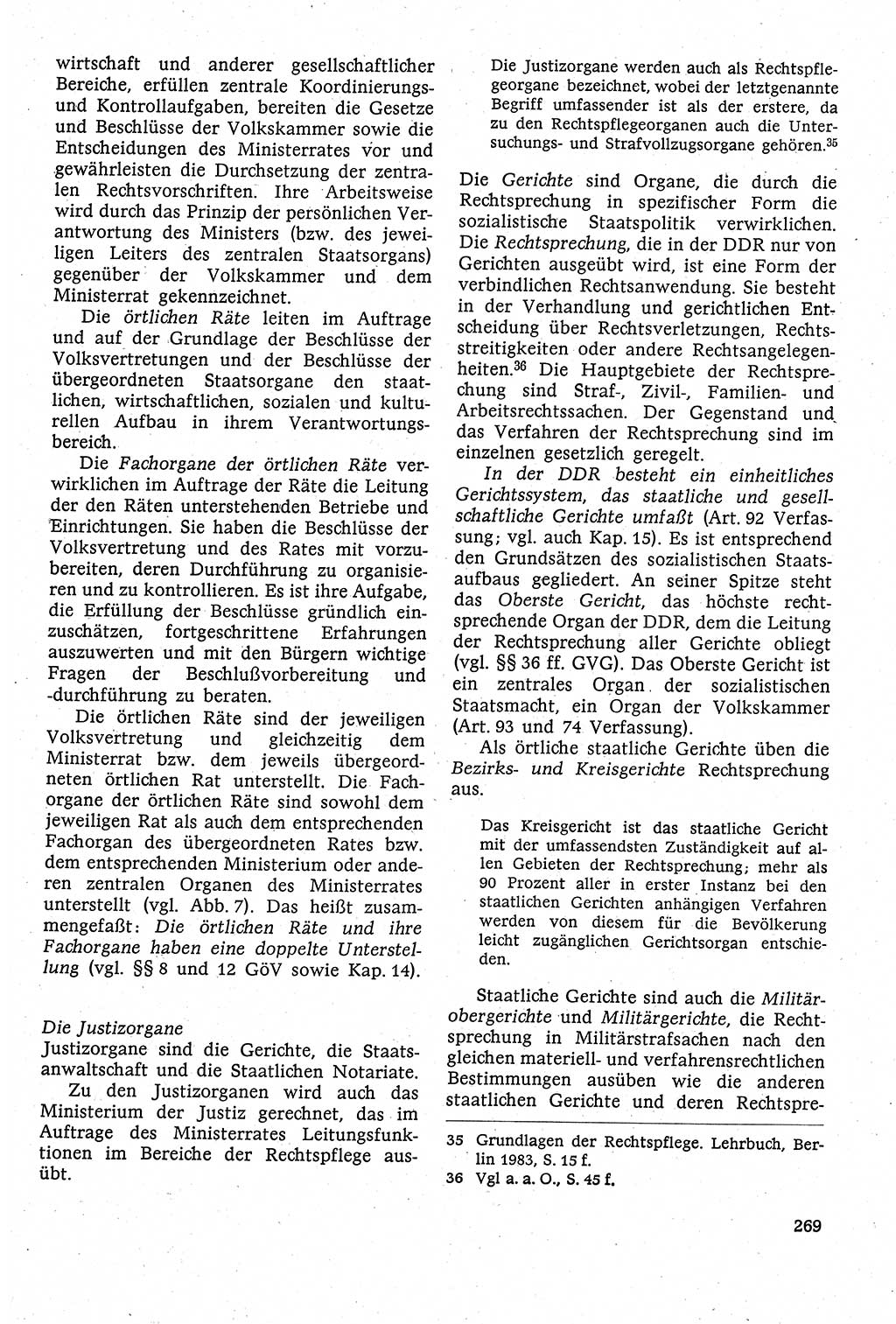 Staatsrecht der DDR [Deutsche Demokratische Republik (DDR)], Lehrbuch 1984, Seite 269 (St.-R. DDR Lb. 1984, S. 269)