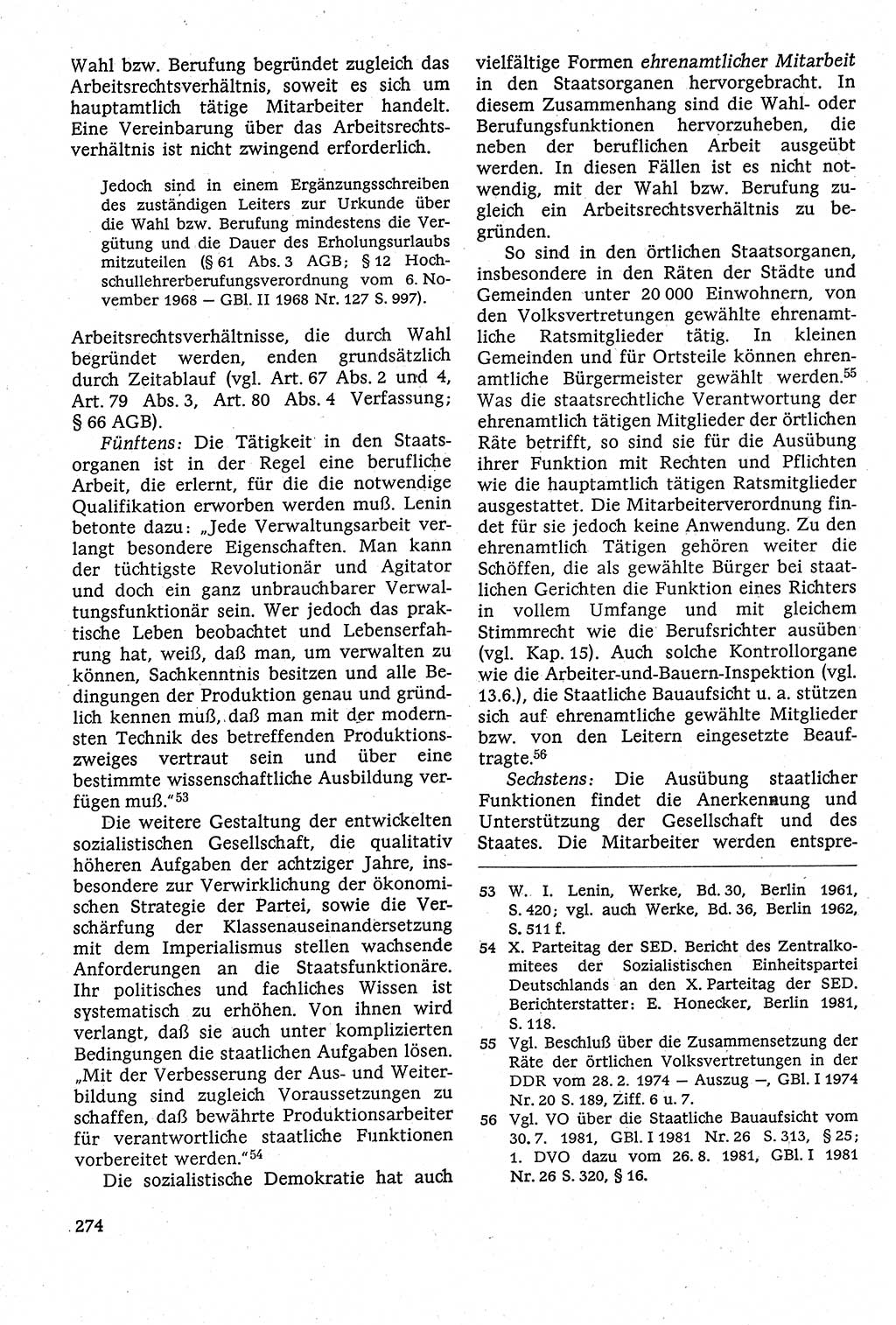 Staatsrecht der DDR [Deutsche Demokratische Republik (DDR)], Lehrbuch 1984, Seite 274 (St.-R. DDR Lb. 1984, S. 274)