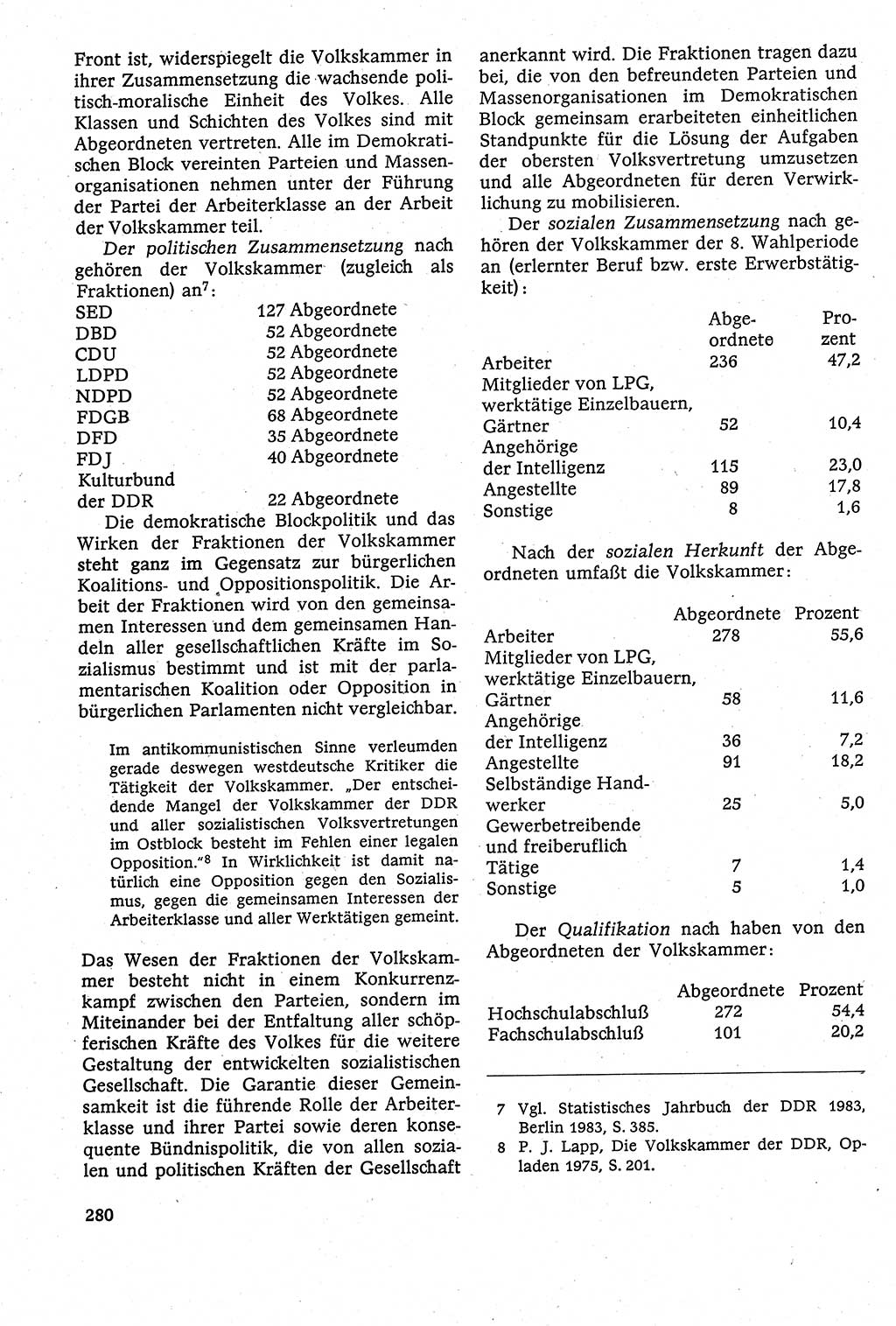 Staatsrecht der DDR [Deutsche Demokratische Republik (DDR)], Lehrbuch 1984, Seite 280 (St.-R. DDR Lb. 1984, S. 280)