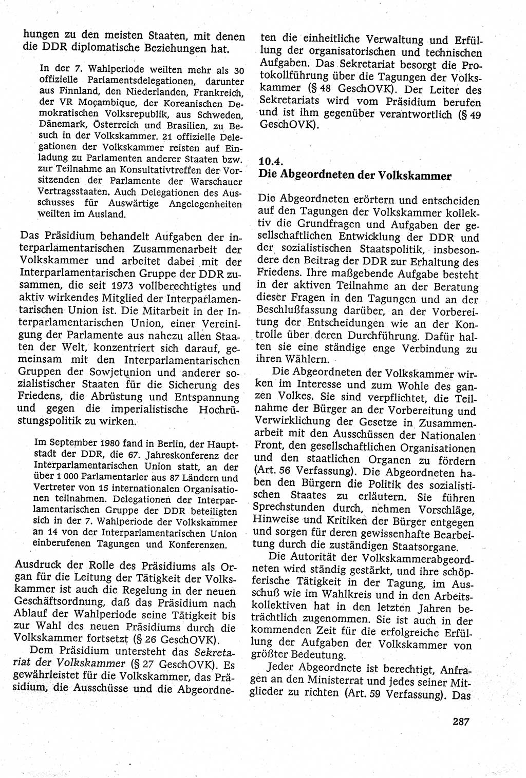Staatsrecht der DDR [Deutsche Demokratische Republik (DDR)], Lehrbuch 1984, Seite 287 (St.-R. DDR Lb. 1984, S. 287)