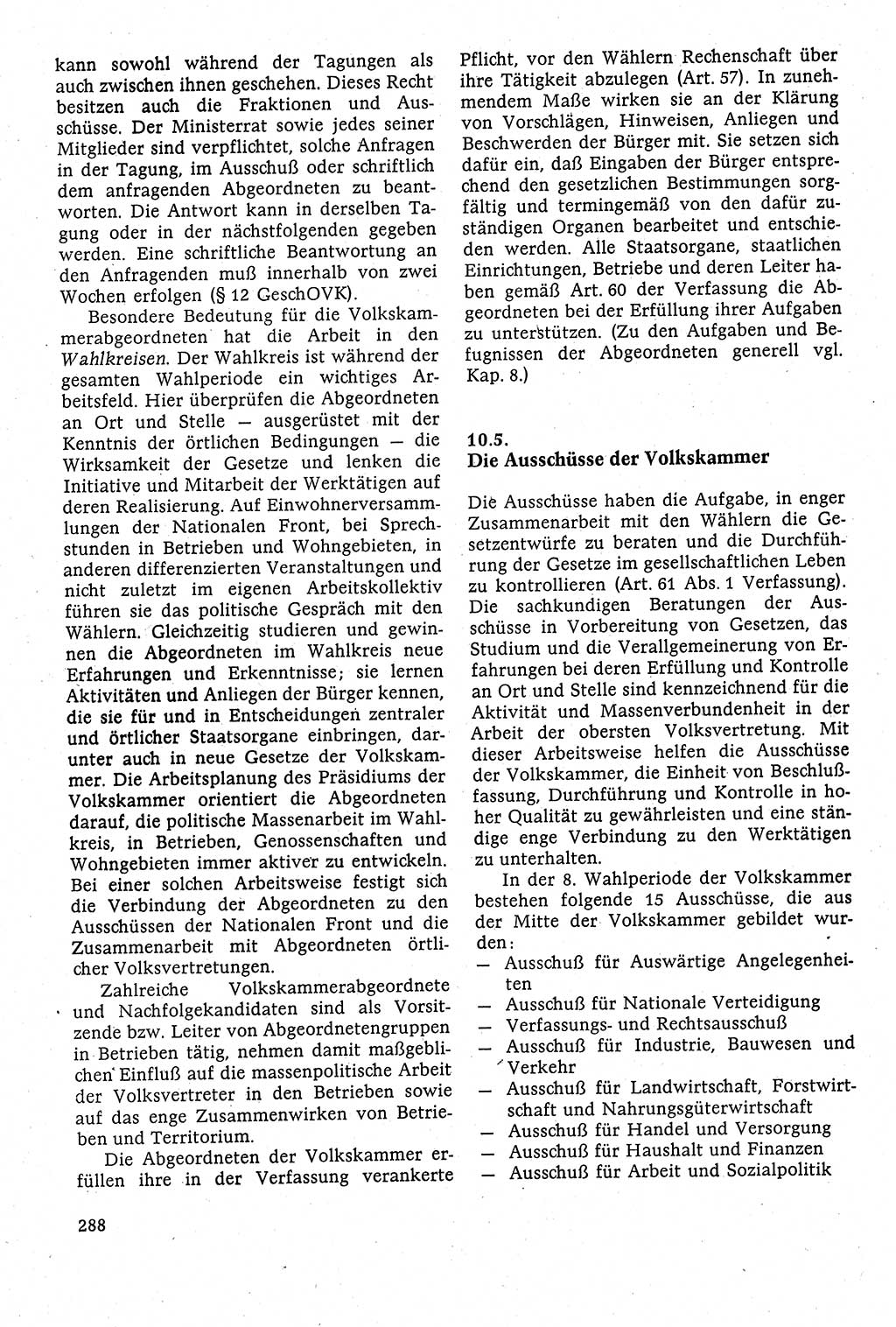 Staatsrecht der DDR [Deutsche Demokratische Republik (DDR)], Lehrbuch 1984, Seite 288 (St.-R. DDR Lb. 1984, S. 288)