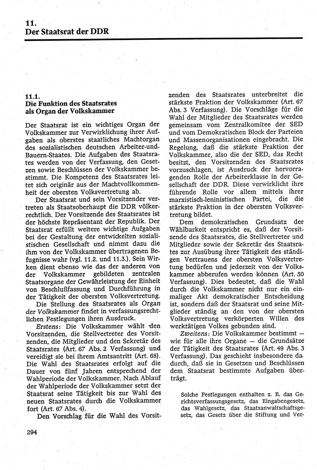 Staatsrecht der DDR [Deutsche Demokratische Republik (DDR)], Lehrbuch 1984, Seite 294 (St.-R. DDR Lb. 1984, S. 294)