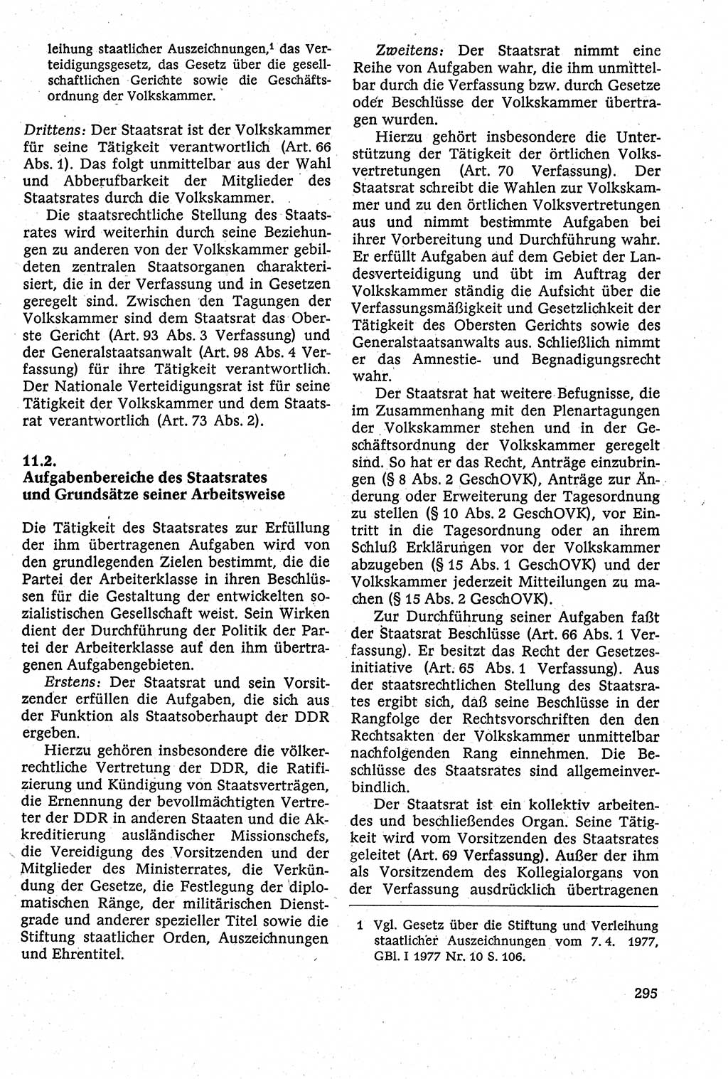 Staatsrecht der DDR [Deutsche Demokratische Republik (DDR)], Lehrbuch 1984, Seite 295 (St.-R. DDR Lb. 1984, S. 295)