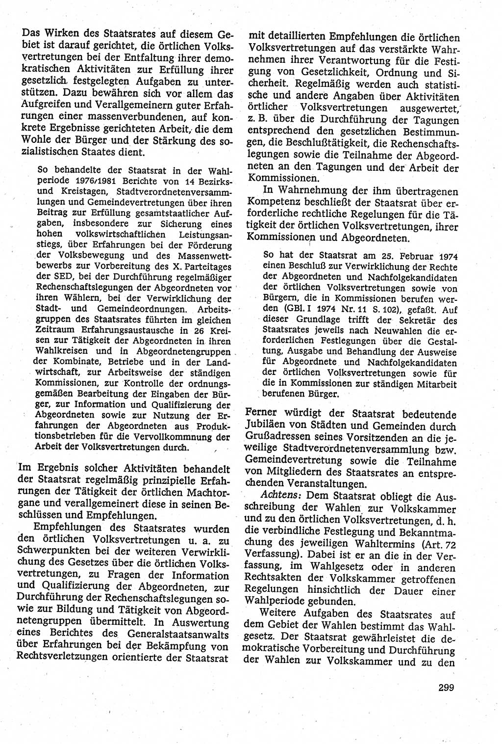 Staatsrecht der DDR [Deutsche Demokratische Republik (DDR)], Lehrbuch 1984, Seite 299 (St.-R. DDR Lb. 1984, S. 299)