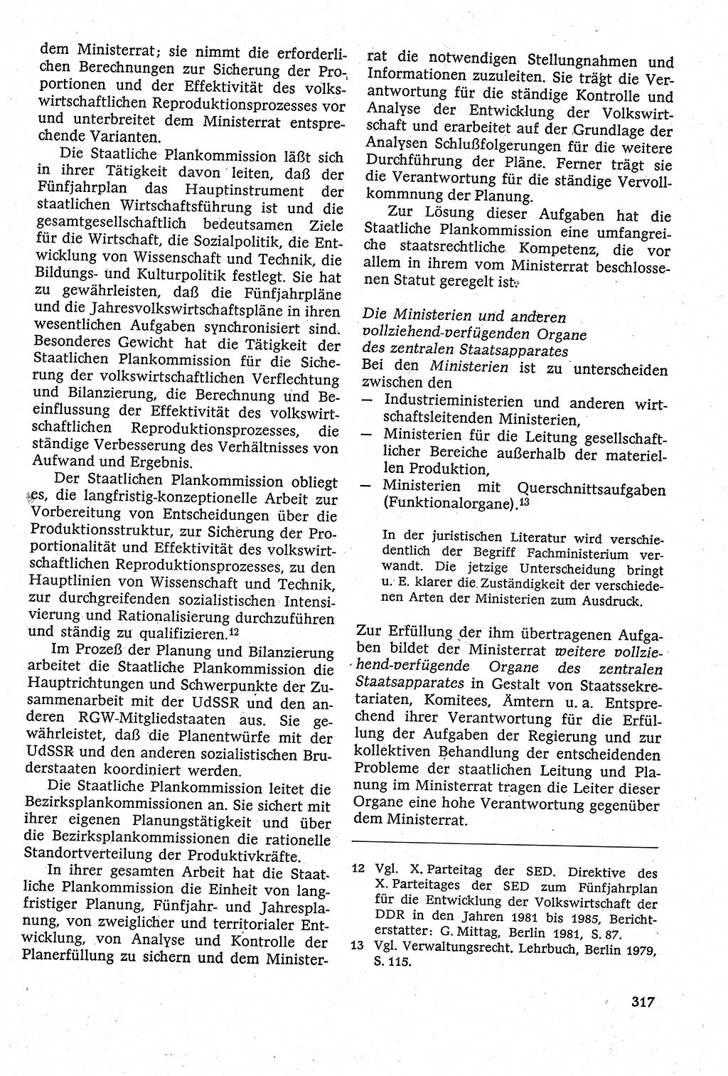 Staatsrecht der DDR [Deutsche Demokratische Republik (DDR)], Lehrbuch 1984, Seite 317 (St.-R. DDR Lb. 1984, S. 317)