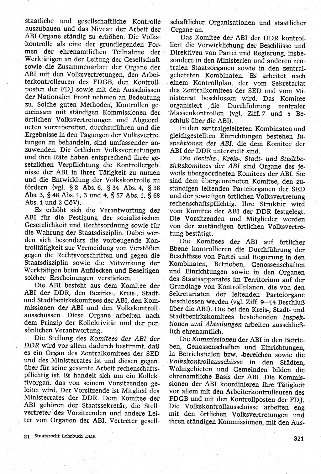 Staatsrecht der DDR [Deutsche Demokratische Republik (DDR)], Lehrbuch 1984, Seite 321 (St.-R. DDR Lb. 1984, S. 321)