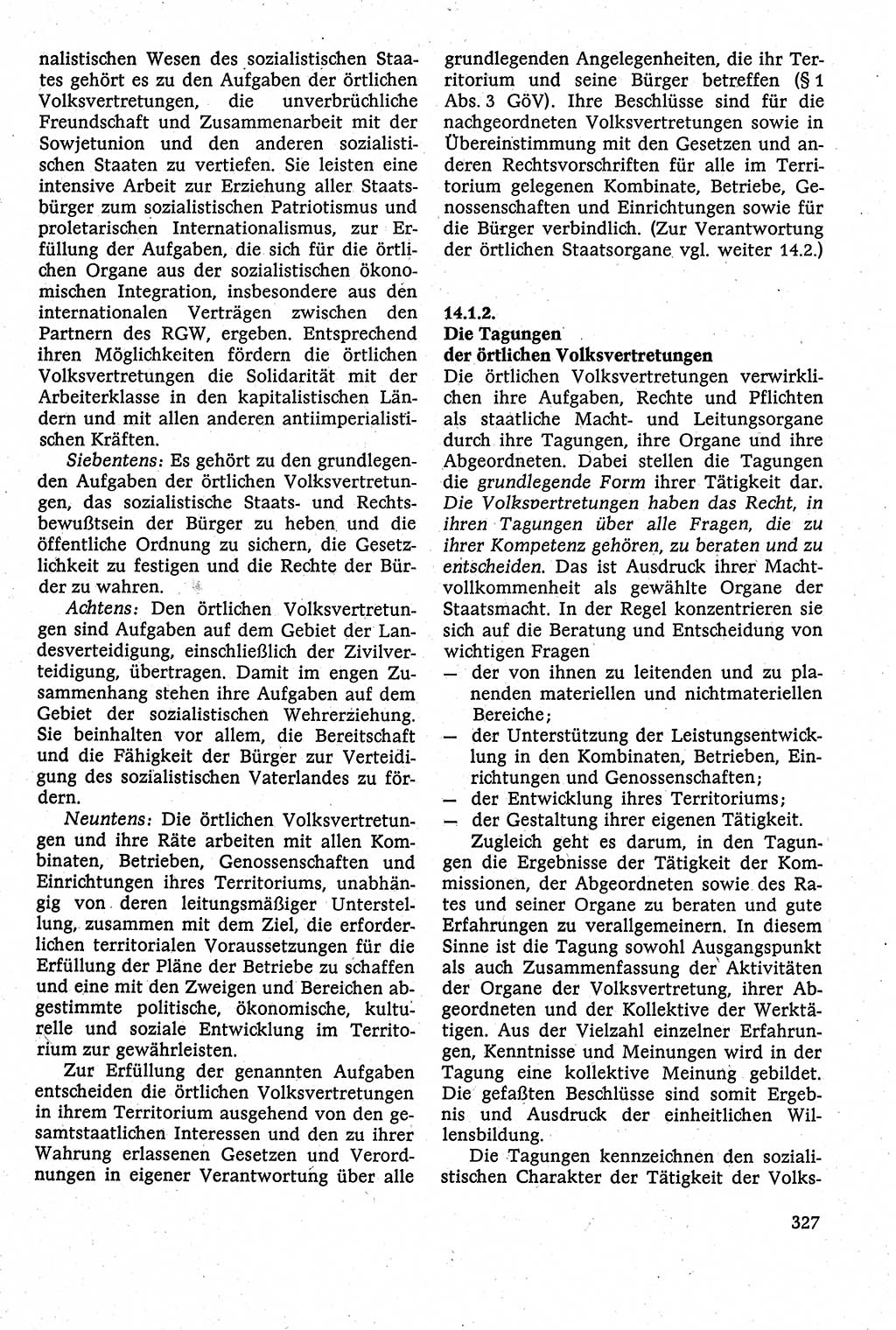 Staatsrecht der DDR [Deutsche Demokratische Republik (DDR)], Lehrbuch 1984, Seite 327 (St.-R. DDR Lb. 1984, S. 327)