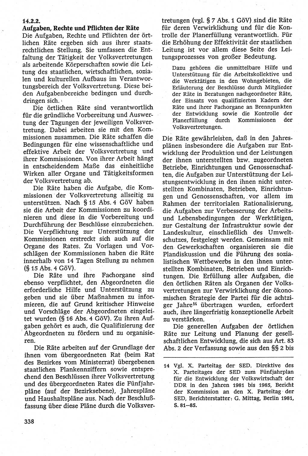 Staatsrecht der DDR [Deutsche Demokratische Republik (DDR)], Lehrbuch 1984, Seite 338 (St.-R. DDR Lb. 1984, S. 338)