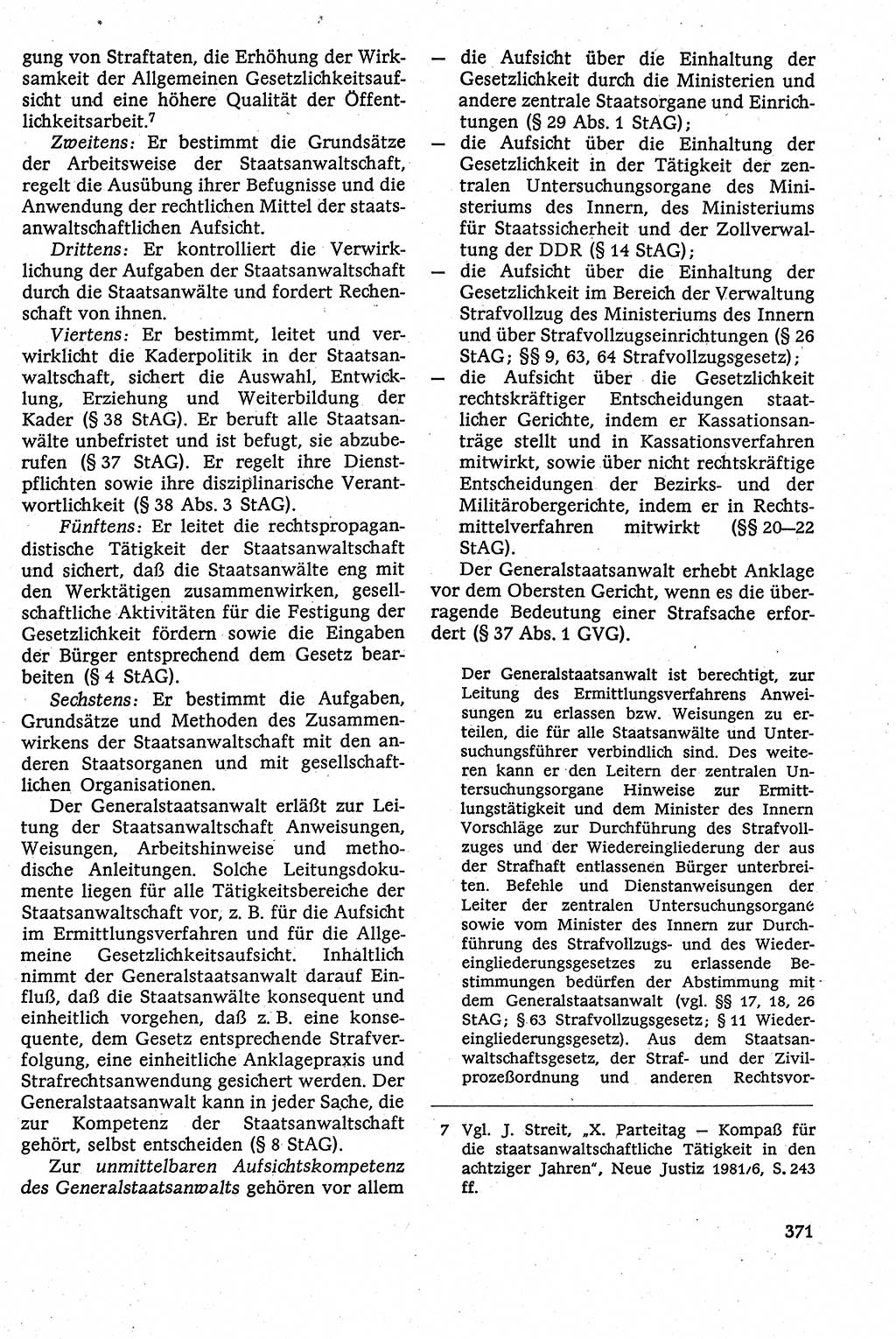 Staatsrecht der DDR [Deutsche Demokratische Republik (DDR)], Lehrbuch 1984, Seite 371 (St.-R. DDR Lb. 1984, S. 371)