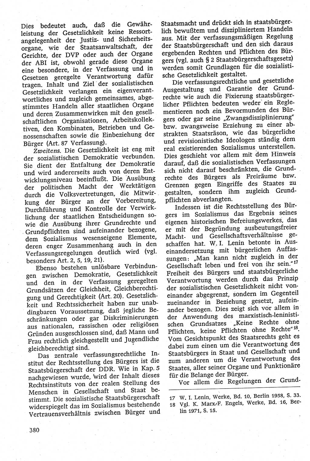 Staatsrecht der DDR [Deutsche Demokratische Republik (DDR)], Lehrbuch 1984, Seite 380 (St.-R. DDR Lb. 1984, S. 380)