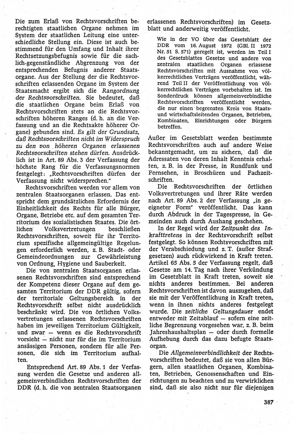 Staatsrecht der DDR [Deutsche Demokratische Republik (DDR)], Lehrbuch 1984, Seite 387 (St.-R. DDR Lb. 1984, S. 387)