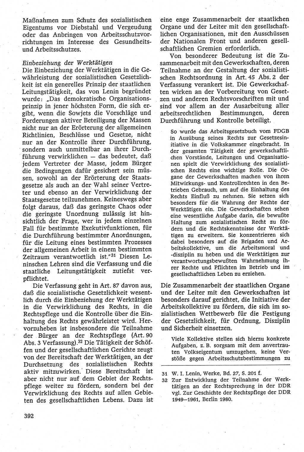 Staatsrecht der DDR [Deutsche Demokratische Republik (DDR)], Lehrbuch 1984, Seite 392 (St.-R. DDR Lb. 1984, S. 392)