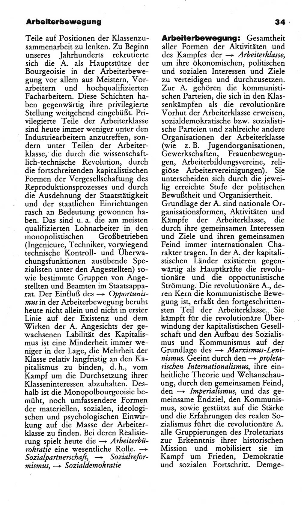 Wörterbuch des wissenschaftlichen Kommunismus [Deutsche Demokratische Republik (DDR)] 1984, Seite 34 (Wb. wiss. Komm. DDR 1984, S. 34)