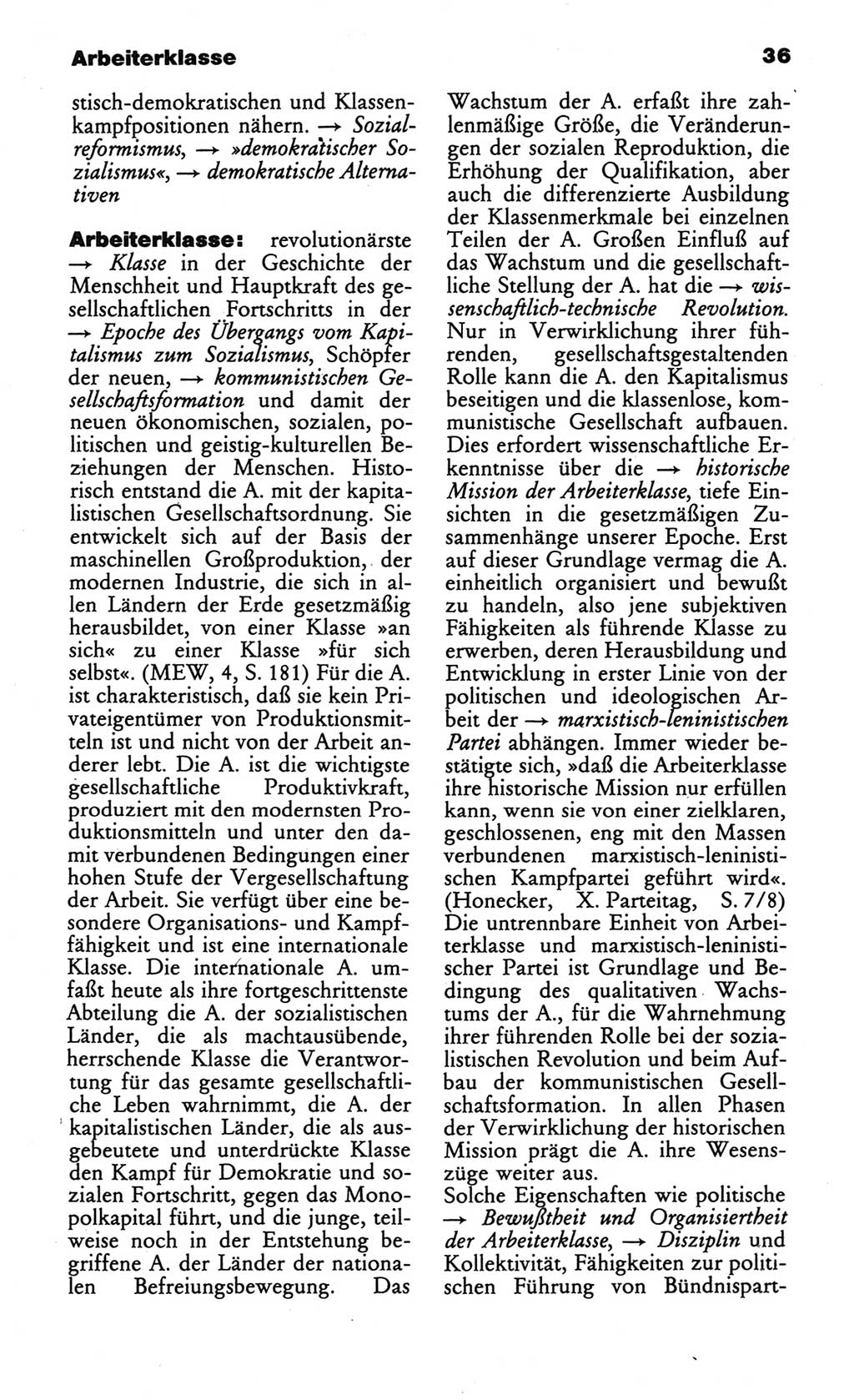 Wörterbuch des wissenschaftlichen Kommunismus [Deutsche Demokratische Republik (DDR)] 1984, Seite 36 (Wb. wiss. Komm. DDR 1984, S. 36)