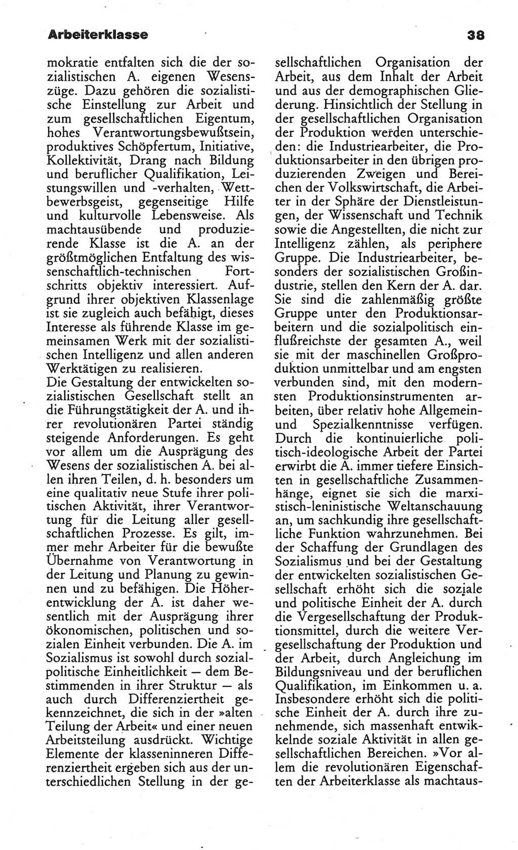 Wörterbuch des wissenschaftlichen Kommunismus [Deutsche Demokratische Republik (DDR)] 1984, Seite 38 (Wb. wiss. Komm. DDR 1984, S. 38)