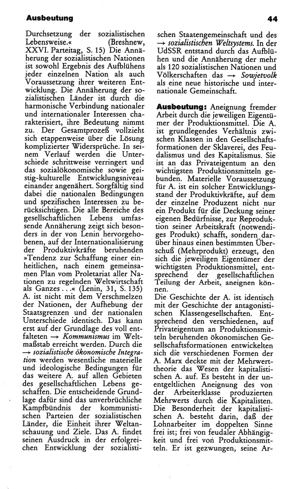Wörterbuch des wissenschaftlichen Kommunismus [Deutsche Demokratische Republik (DDR)] 1984, Seite 44 (Wb. wiss. Komm. DDR 1984, S. 44)