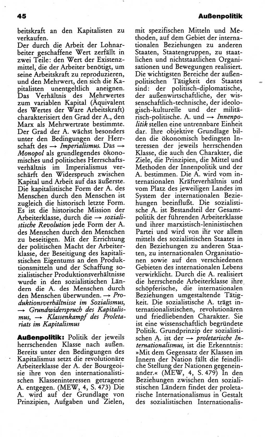 Wörterbuch des wissenschaftlichen Kommunismus [Deutsche Demokratische Republik (DDR)] 1984, Seite 45 (Wb. wiss. Komm. DDR 1984, S. 45)