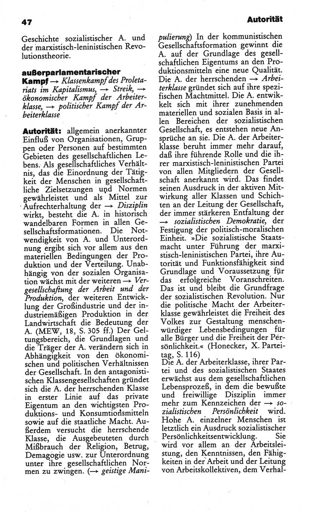 Wörterbuch des wissenschaftlichen Kommunismus [Deutsche Demokratische Republik (DDR)] 1984, Seite 47 (Wb. wiss. Komm. DDR 1984, S. 47)