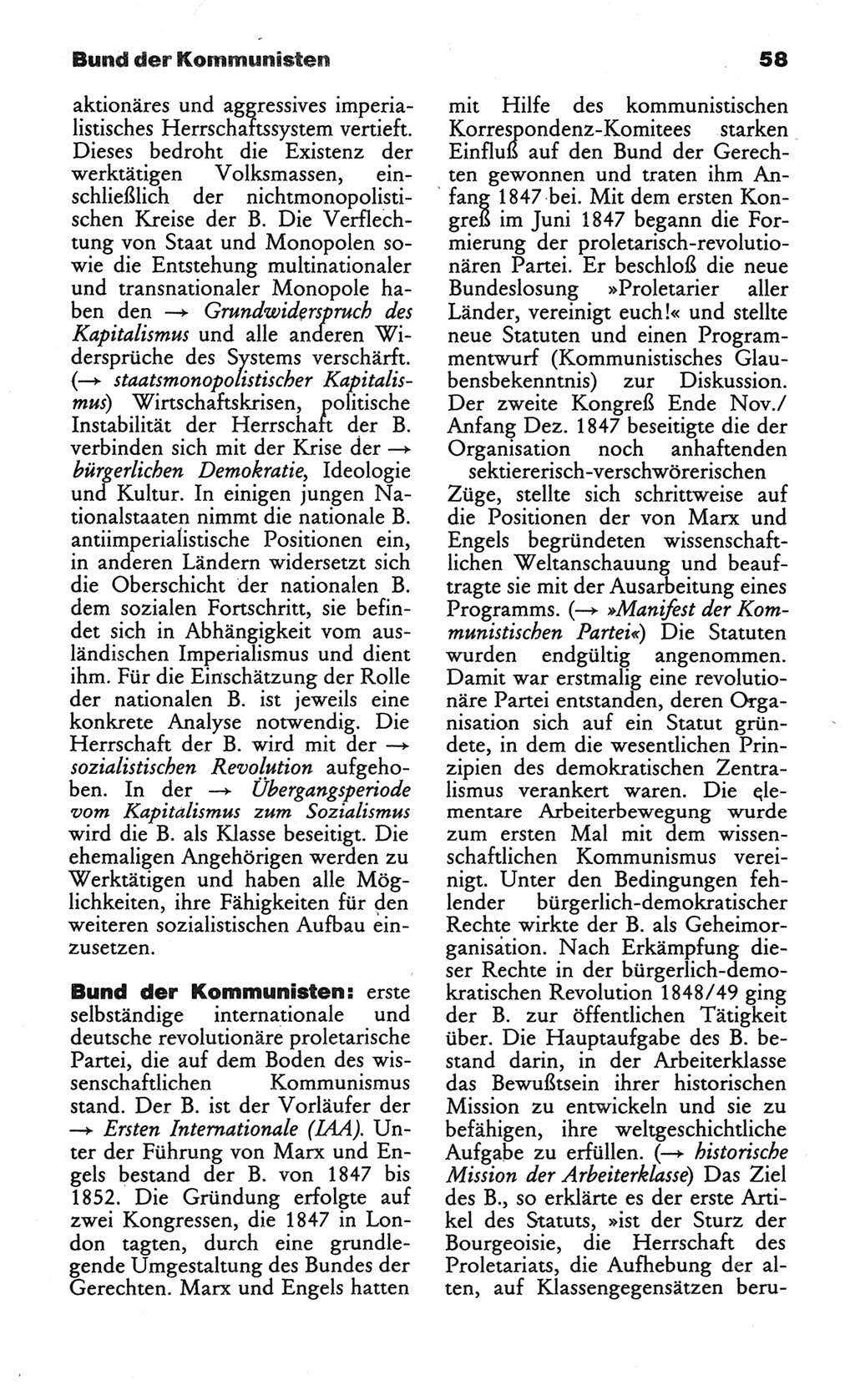 Wörterbuch des wissenschaftlichen Kommunismus [Deutsche Demokratische Republik (DDR)] 1984, Seite 58 (Wb. wiss. Komm. DDR 1984, S. 58)
