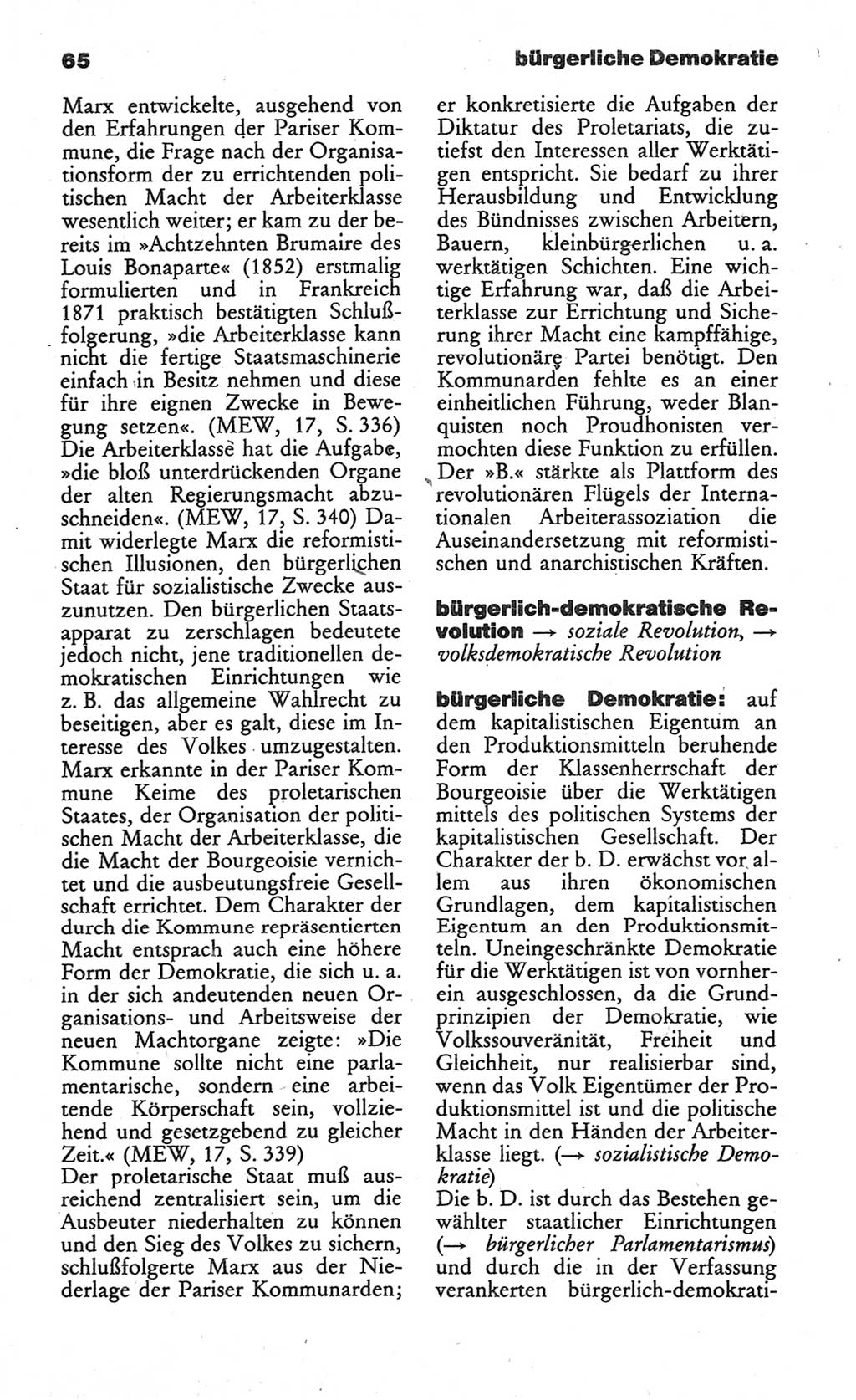 Wörterbuch des wissenschaftlichen Kommunismus [Deutsche Demokratische Republik (DDR)] 1984, Seite 65 (Wb. wiss. Komm. DDR 1984, S. 65)