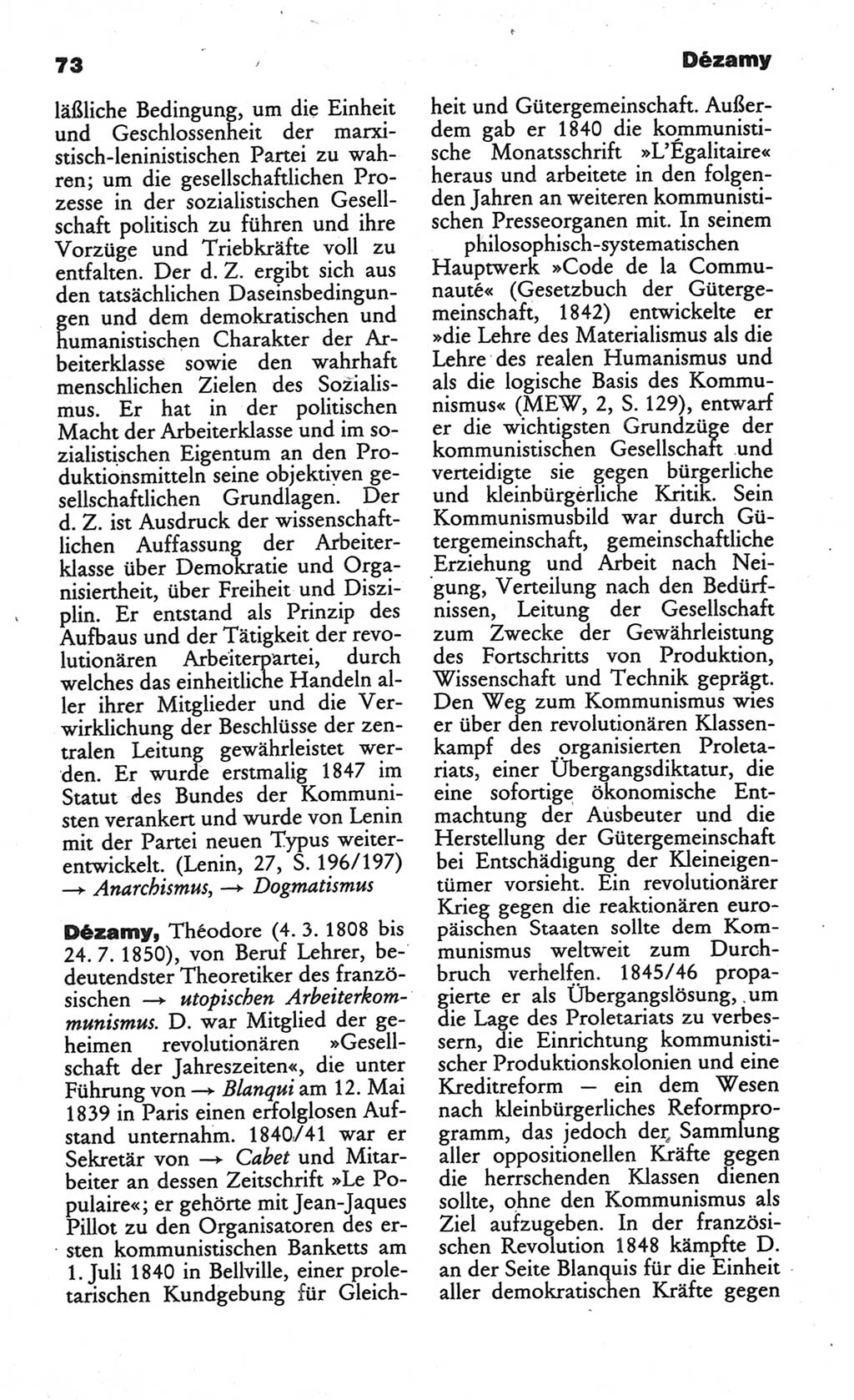 Wörterbuch des wissenschaftlichen Kommunismus [Deutsche Demokratische Republik (DDR)] 1984, Seite 73 (Wb. wiss. Komm. DDR 1984, S. 73)