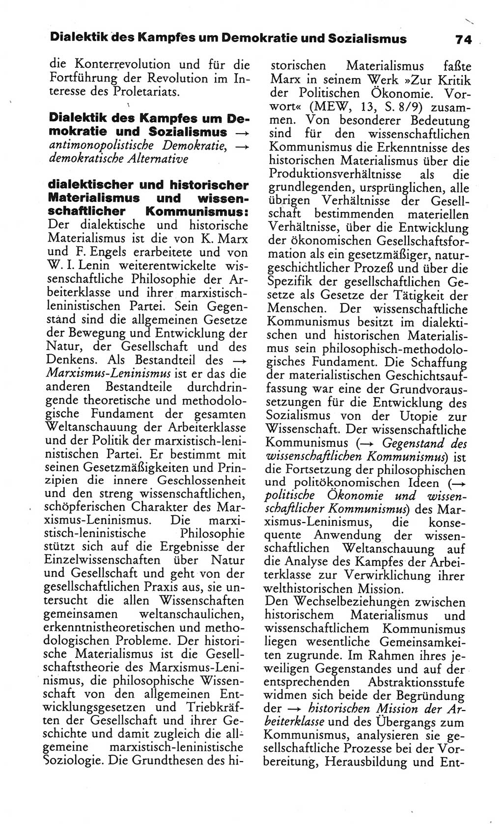 Wörterbuch des wissenschaftlichen Kommunismus [Deutsche Demokratische Republik (DDR)] 1984, Seite 74 (Wb. wiss. Komm. DDR 1984, S. 74)