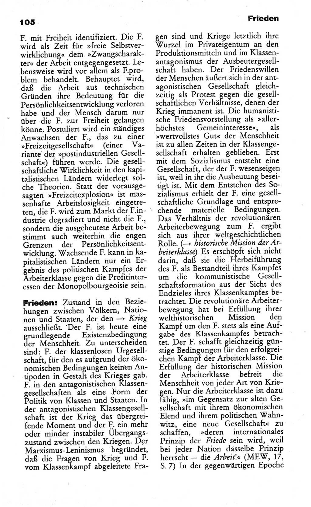 Wörterbuch des wissenschaftlichen Kommunismus [Deutsche Demokratische Republik (DDR)] 1984, Seite 105 (Wb. wiss. Komm. DDR 1984, S. 105)