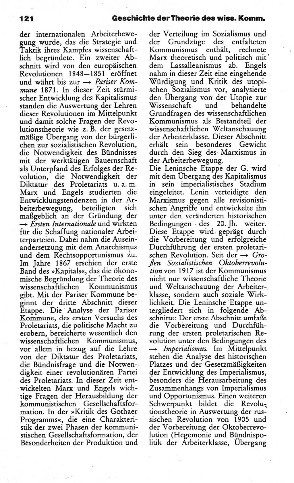 Wörterbuch des wissenschaftlichen Kommunismus [Deutsche Demokratische Republik (DDR)] 1984, Seite 121 (Wb. wiss. Komm. DDR 1984, S. 121)