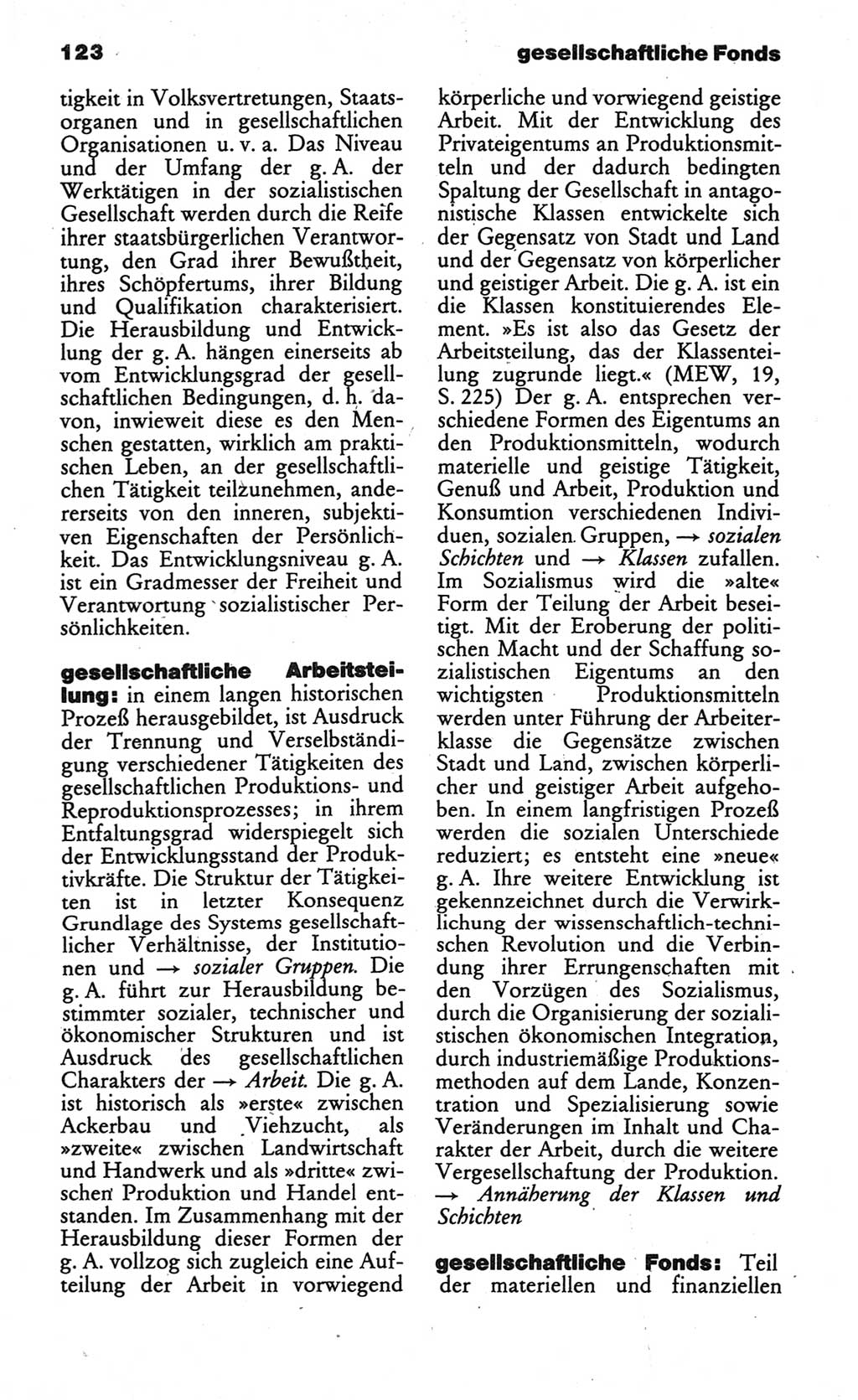 Wörterbuch des wissenschaftlichen Kommunismus [Deutsche Demokratische Republik (DDR)] 1984, Seite 123 (Wb. wiss. Komm. DDR 1984, S. 123)