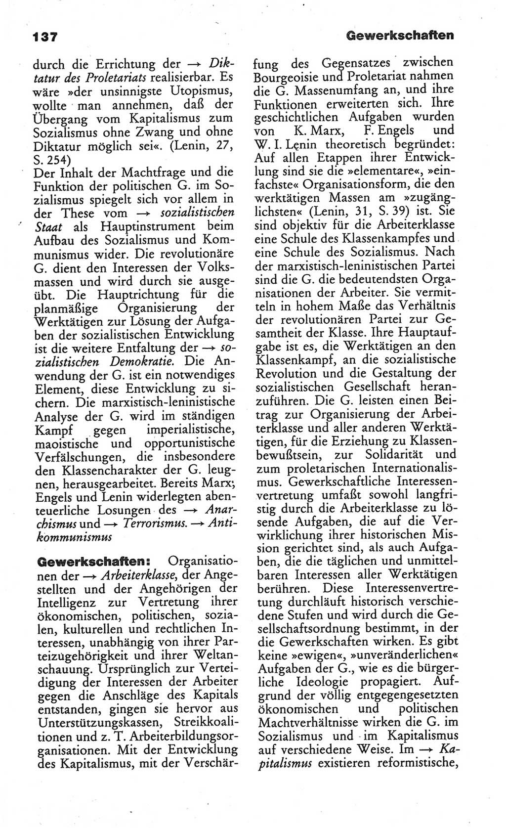 Wörterbuch des wissenschaftlichen Kommunismus [Deutsche Demokratische Republik (DDR)] 1984, Seite 137 (Wb. wiss. Komm. DDR 1984, S. 137)