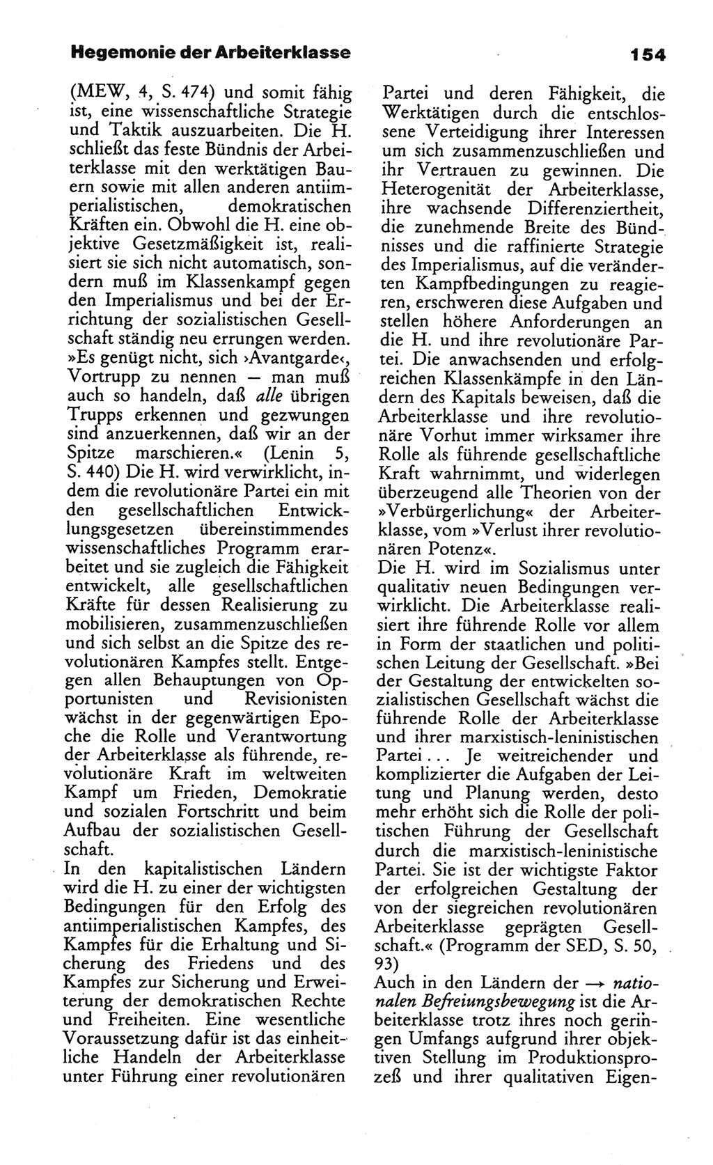 Wörterbuch des wissenschaftlichen Kommunismus [Deutsche Demokratische Republik (DDR)] 1984, Seite 154 (Wb. wiss. Komm. DDR 1984, S. 154)