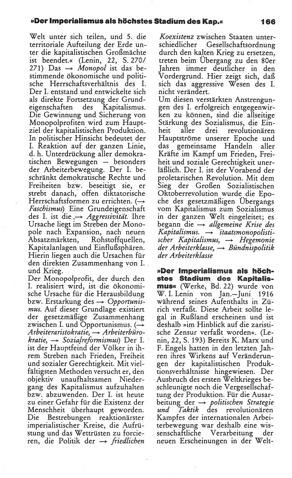 Wörterbuch des wissenschaftlichen Kommunismus [Deutsche Demokratische Republik (DDR)] 1984, Seite 166 (Wb. wiss. Komm. DDR 1984, S. 166)