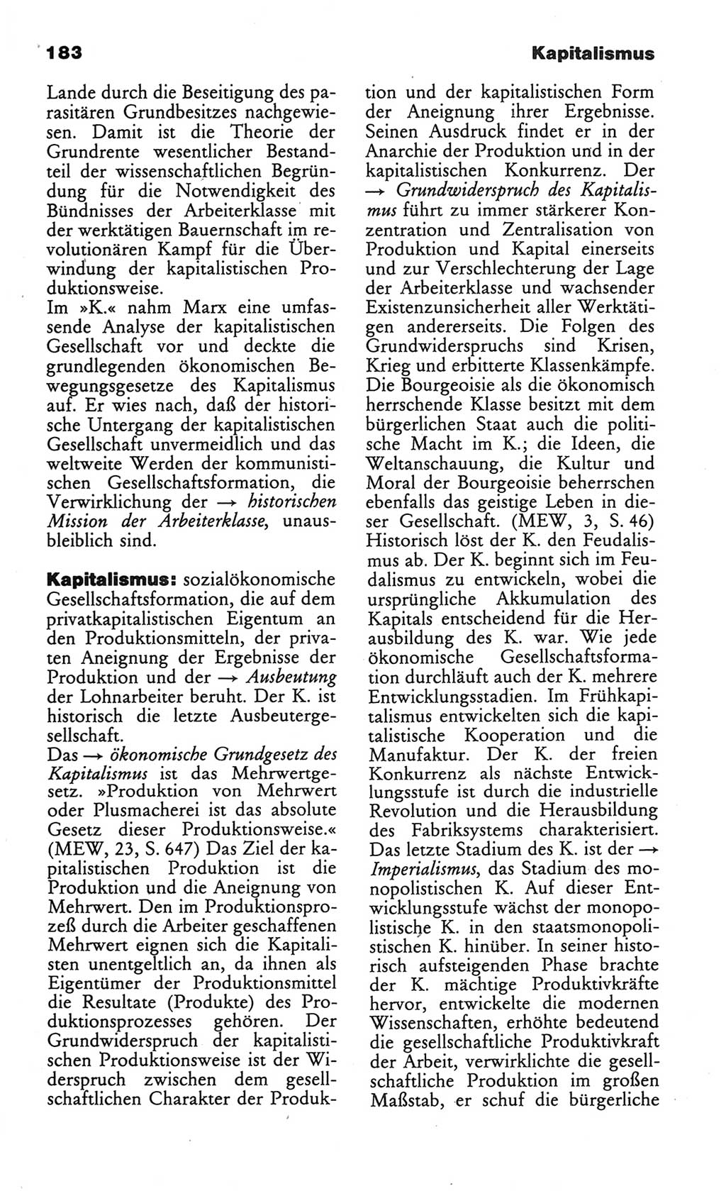 Wörterbuch des wissenschaftlichen Kommunismus [Deutsche Demokratische Republik (DDR)] 1984, Seite 183 (Wb. wiss. Komm. DDR 1984, S. 183)