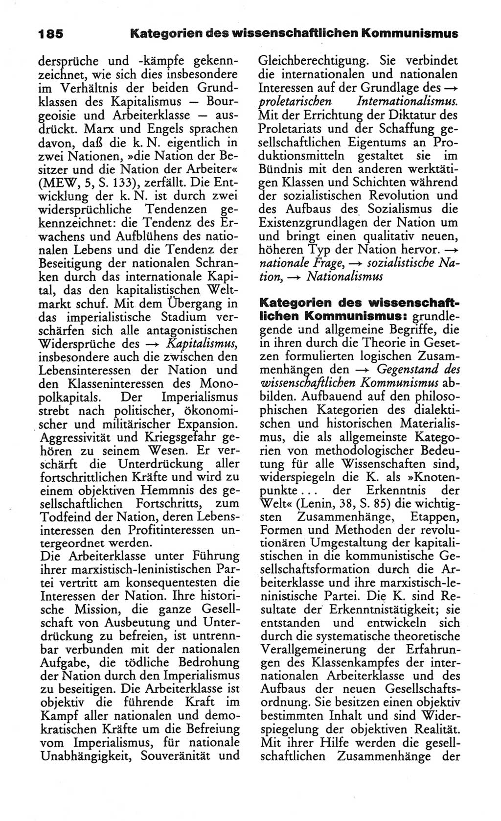 Wörterbuch des wissenschaftlichen Kommunismus [Deutsche Demokratische Republik (DDR)] 1984, Seite 185 (Wb. wiss. Komm. DDR 1984, S. 185)