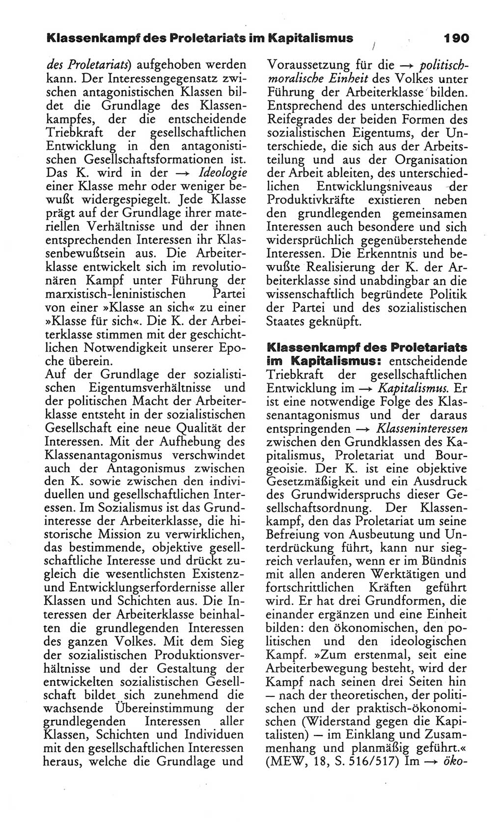 Wörterbuch des wissenschaftlichen Kommunismus [Deutsche Demokratische Republik (DDR)] 1984, Seite 190 (Wb. wiss. Komm. DDR 1984, S. 190)