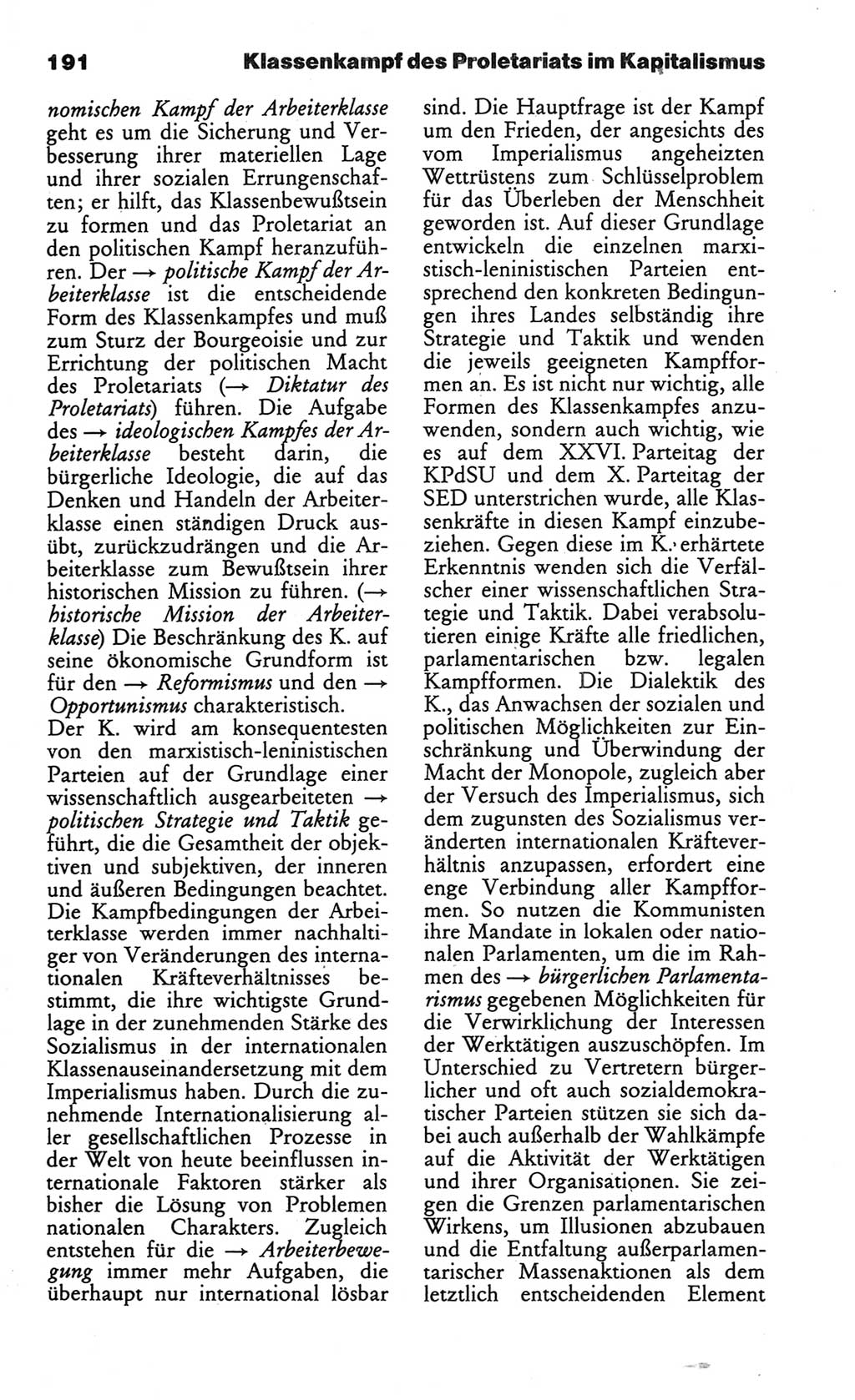 Wörterbuch des wissenschaftlichen Kommunismus [Deutsche Demokratische Republik (DDR)] 1984, Seite 191 (Wb. wiss. Komm. DDR 1984, S. 191)