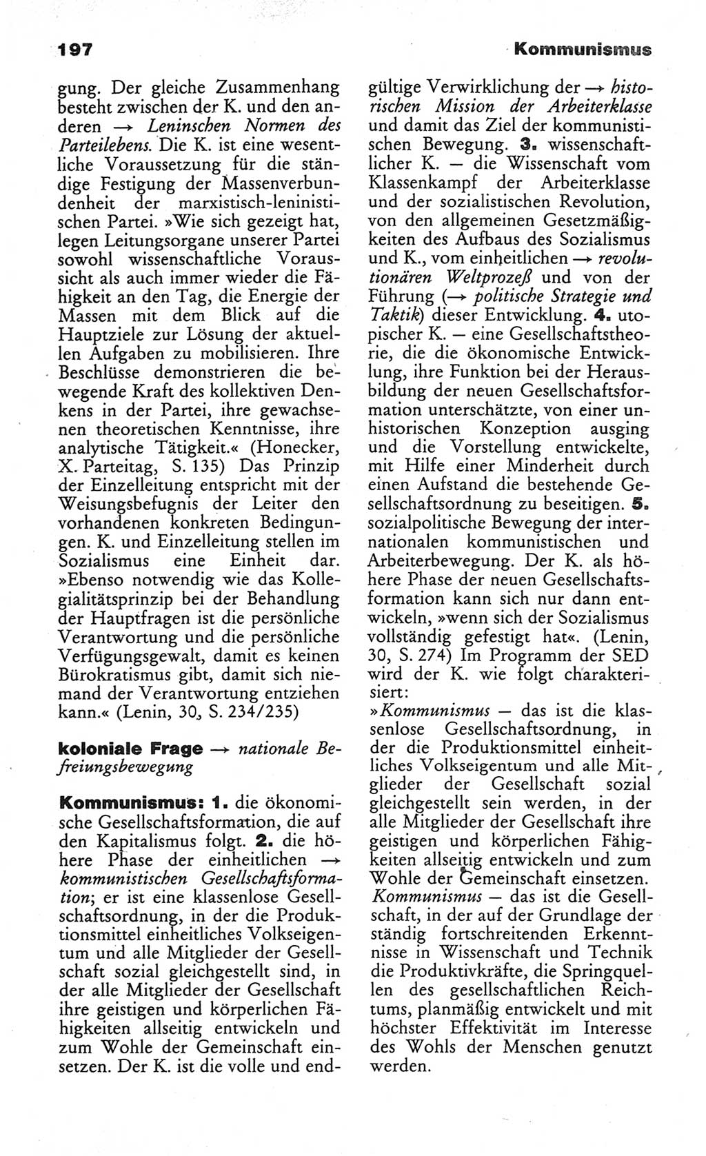 Wörterbuch des wissenschaftlichen Kommunismus [Deutsche Demokratische Republik (DDR)] 1984, Seite 197 (Wb. wiss. Komm. DDR 1984, S. 197)