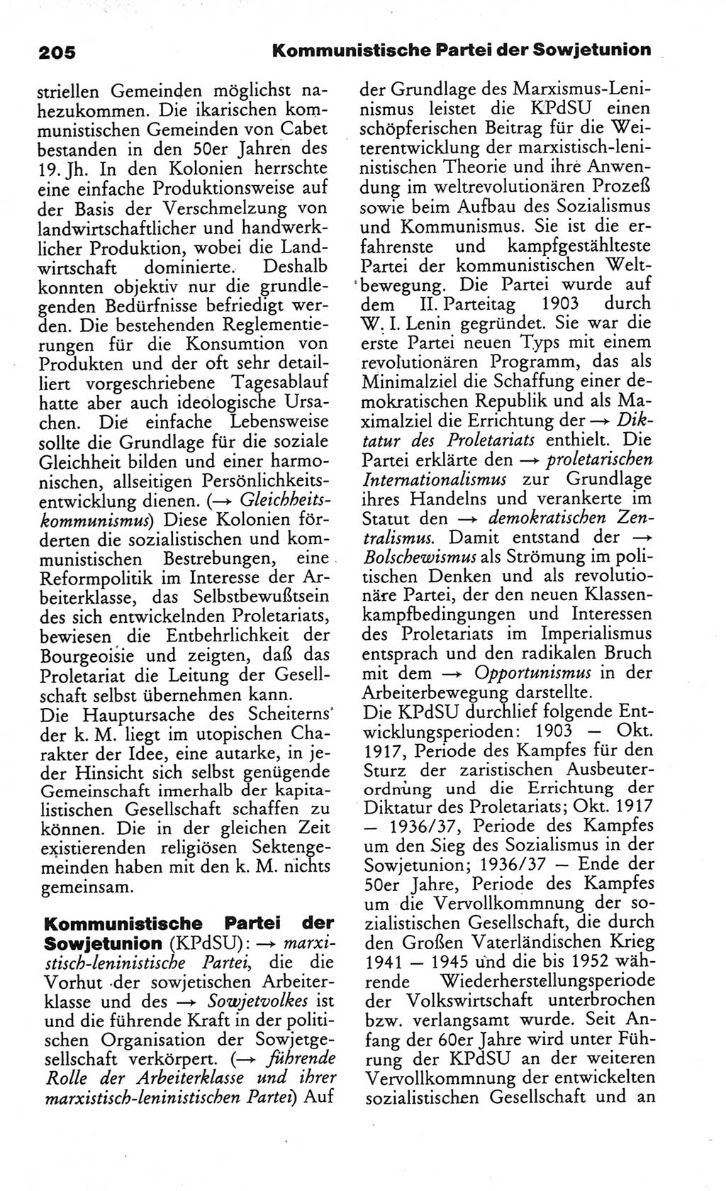 Wörterbuch des wissenschaftlichen Kommunismus [Deutsche Demokratische Republik (DDR)] 1984, Seite 205 (Wb. wiss. Komm. DDR 1984, S. 205)