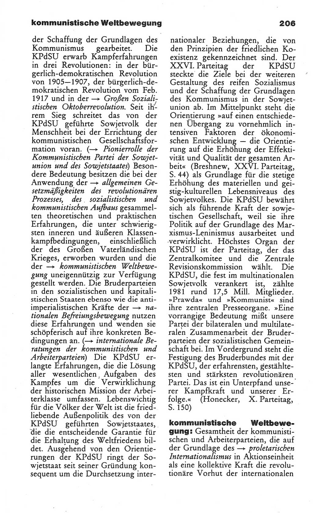 Wörterbuch des wissenschaftlichen Kommunismus [Deutsche Demokratische Republik (DDR)] 1984, Seite 206 (Wb. wiss. Komm. DDR 1984, S. 206)
