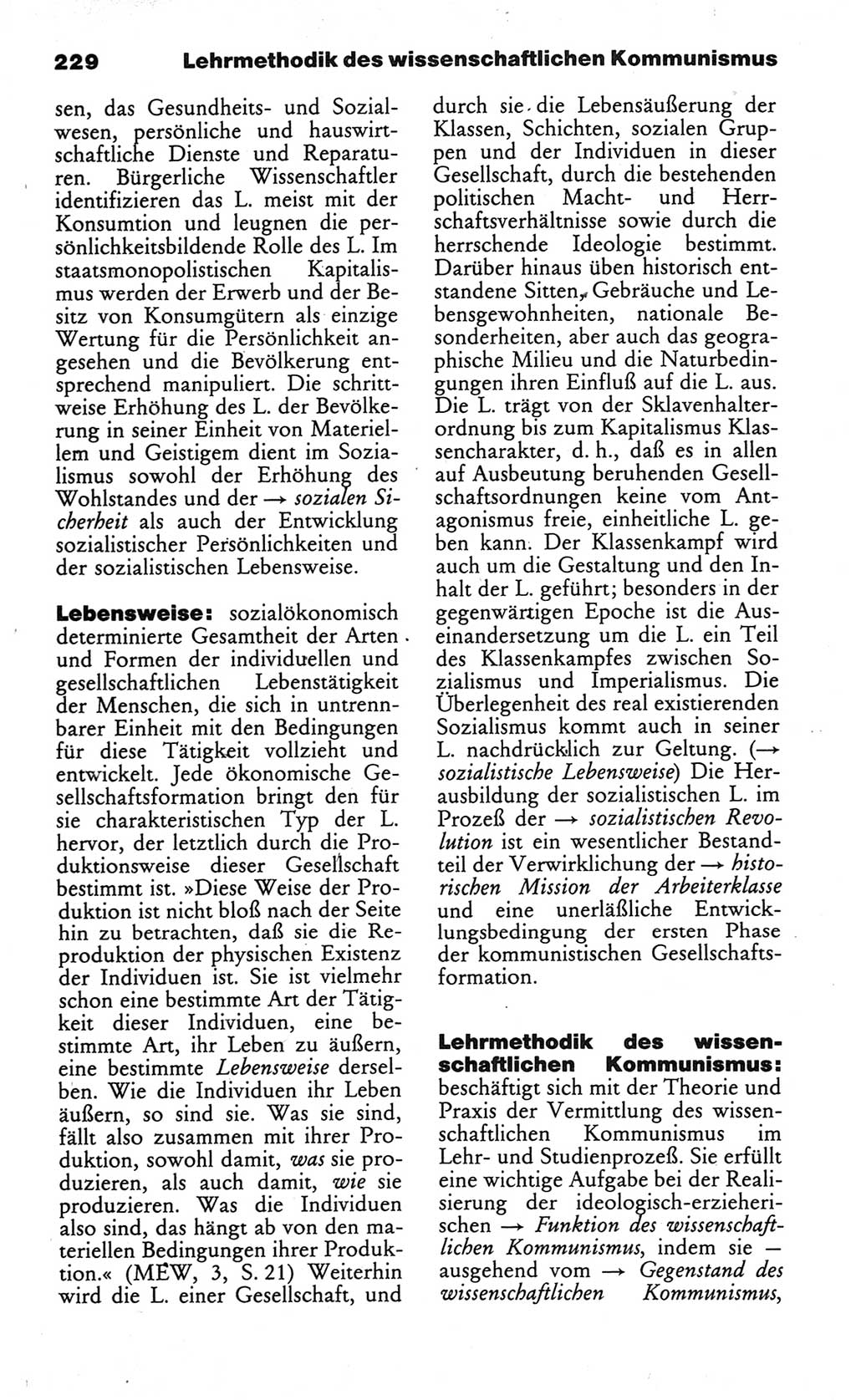 Wörterbuch des wissenschaftlichen Kommunismus [Deutsche Demokratische Republik (DDR)] 1984, Seite 229 (Wb. wiss. Komm. DDR 1984, S. 229)