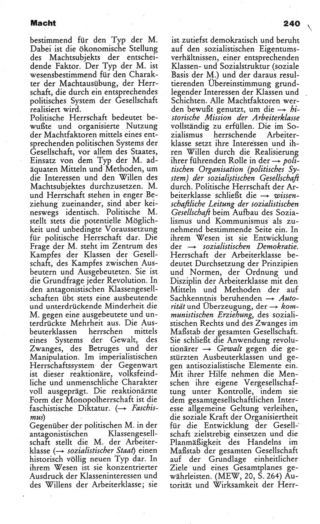 Wörterbuch des wissenschaftlichen Kommunismus [Deutsche Demokratische Republik (DDR)] 1984, Seite 240 (Wb. wiss. Komm. DDR 1984, S. 240)
