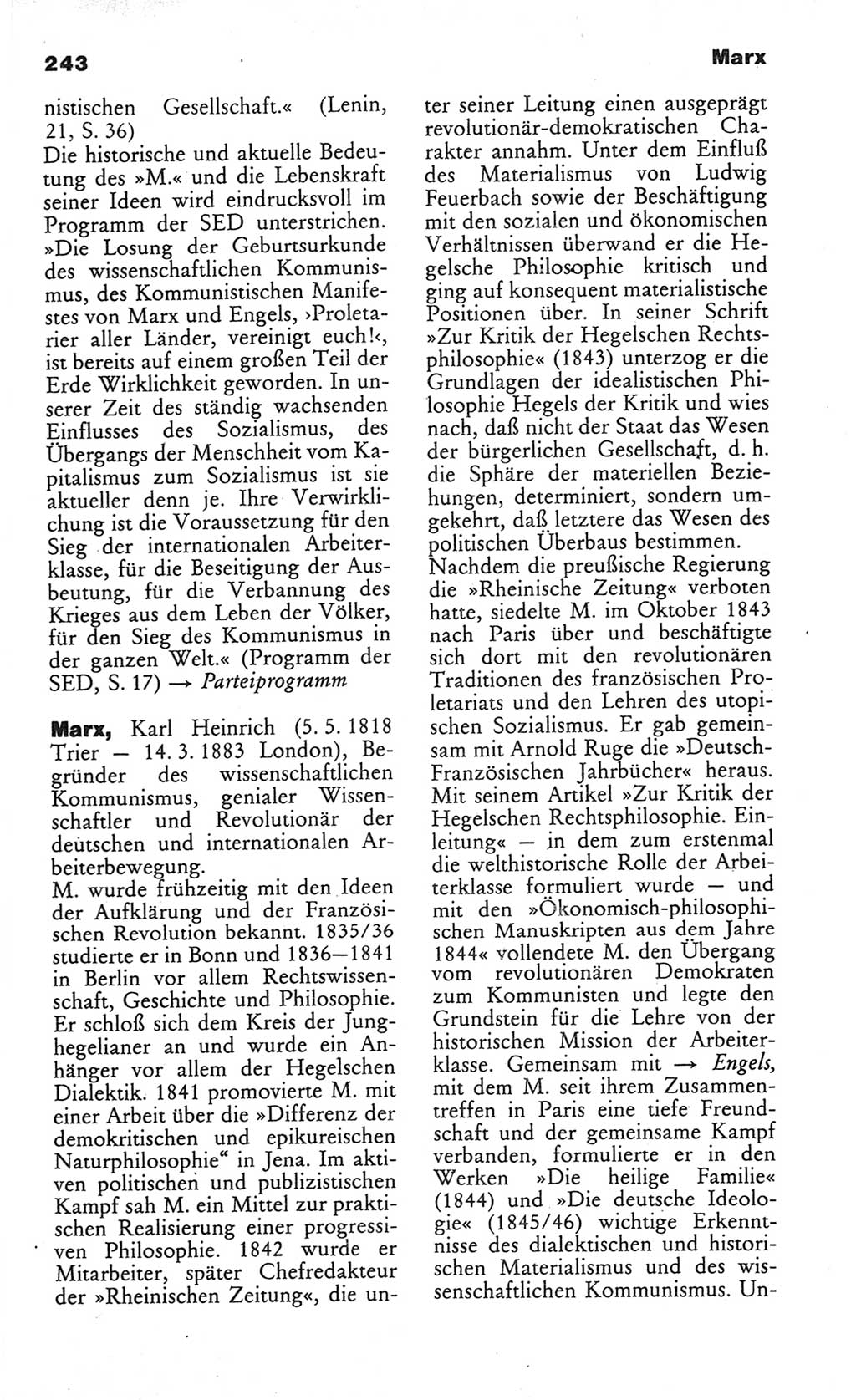 Wörterbuch des wissenschaftlichen Kommunismus [Deutsche Demokratische Republik (DDR)] 1984, Seite 243 (Wb. wiss. Komm. DDR 1984, S. 243)