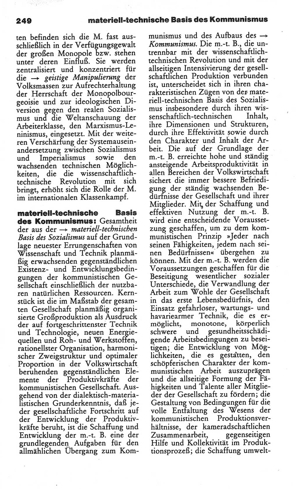 Wörterbuch des wissenschaftlichen Kommunismus [Deutsche Demokratische Republik (DDR)] 1984, Seite 249 (Wb. wiss. Komm. DDR 1984, S. 249)